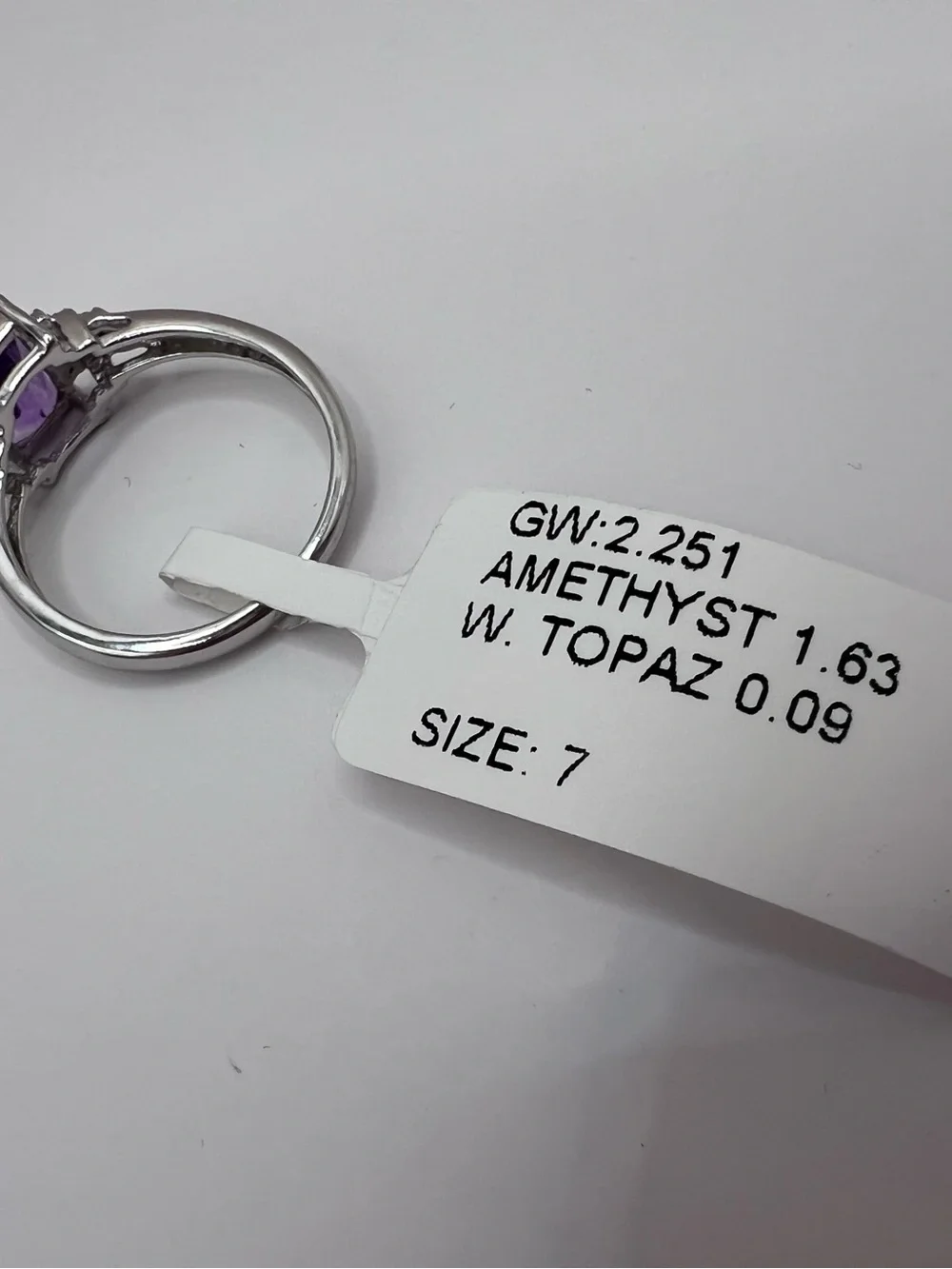 Genuine Amethyst Emerald-Cut Cocktail Ring set in .925 Sterling Silver - Size 7